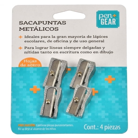 Sacapuntas Metálicos Pen+Gear Silver 4 Piezas
