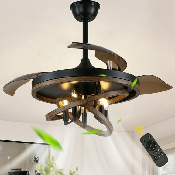 Chords Attic 42" Indoor DIY Shape Ceiling Fan with Light Kit & Remote, 6-Speed Quiet DC Motor, Reversible Blades for Bedroom, Living Room