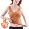 thumbnail image 2 of DuoJiaJ Sleeveless Thermal Shirts For Women With Detachable Built In Bra V Neck Vest Fleece Lined Underwear Thermal Tank Tops Winter Underwear Women Brown One Size, 2 of 5