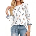 thumbnail image 3 of Women's 3/4 Sleeve Summer Tops Casual Round Neck Tshirts Vintage Floral Print Blouse Three Quarter Length Sleeve Tops Plus Size Clothes for Women, 3 of 6