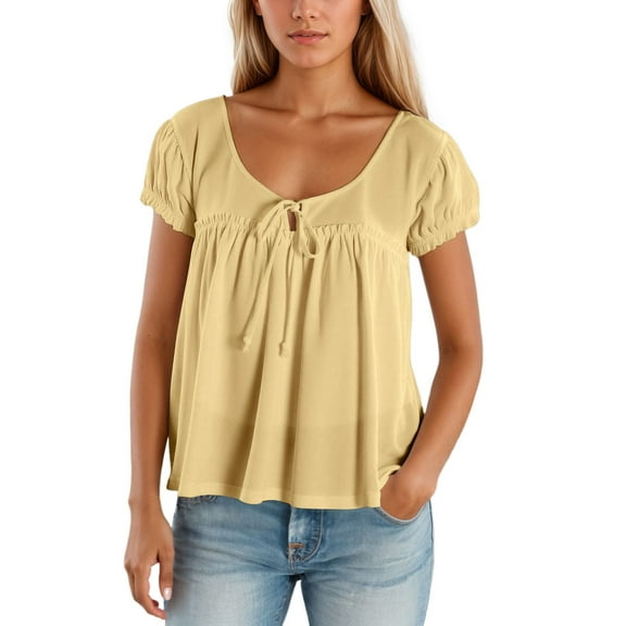 Women's Summer Top Solid Color Relax Fit Crew Neck Blouses Comfort Lightweight Short Sleeve Tee Shirts