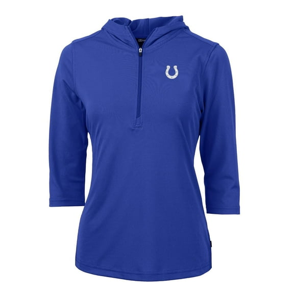 Women's Cutter & Buck Royal Indianapolis Colts Virtue Eco Pique Half-Zip 3/4 Sleeve Pullover Hoodie