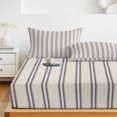 thumbnail image 6 of Twin Sze Fitted Sheet Set - Purple Stripes 2 Piece Bedding Sets 16" Deep Pocket Fitted Sheet with 1 Pillowcase, Farmhouse Brown Vintage Rustic Lines Brushed Microfiber Hotel Luxury Bed Sheets, 6 of 9