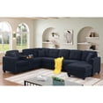 thumbnail image 4 of Hybition Modular Sectional Sofa w/ Ottoman, USB, Storage & Pillows - Convertible L-Shaped Couch for Living Room-Color:Dark Blue, 4 of 9