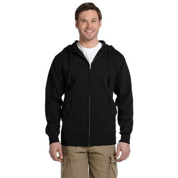 econscious Men's Organic/Recycled Full-Zip Hooded Sweatshirt - BLACK - 2XL