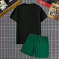 thumbnail image 5 of Playeras Cuello V Para Hombre, Conjunto De 2 Piezas De Camiseta De Manga Corta Con Cuello Redondo Y Pantalones Cortos Con Cordón Y Estampado De Letras Y Números, Adecuado Para El Verano, 5 of 5