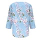 thumbnail image 5 of 3/4 Manga Superior Impresa Botón Suelto Cuello Redondo Camiseta, Tops Sueltos para las Mujeres, 5 of 5