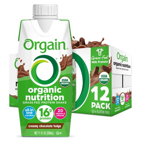 Orgain Organic Nutritional Protein Shake, Creamy Chocolate Fudge - 16G Grass Fed Whey Protein, Meal Replacement, 20 Vitamins & Minerals, Gluten & Soy Free, 11 Fl Oz (Pack Of 12) (Packaging May Vary)