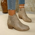 thumbnail image 5 of Mepaouo Womens Chelsea Boots Chunky Heel Platform Ankle Booties Leather Slip on Work Walking Shoes, 5 of 8