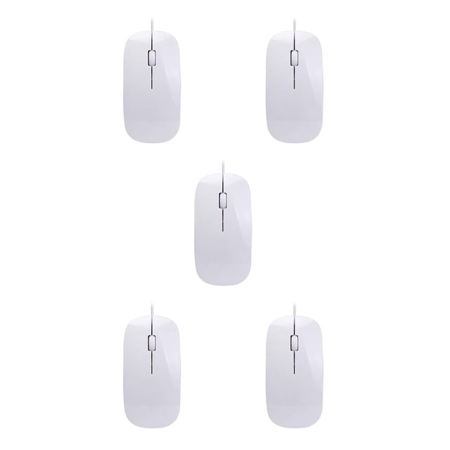 Transemion Mouse Wired Optical Computer Mouses Skin Touch Computers Fitting Laptop Gift Networking Keyboards Table Study White 5Set