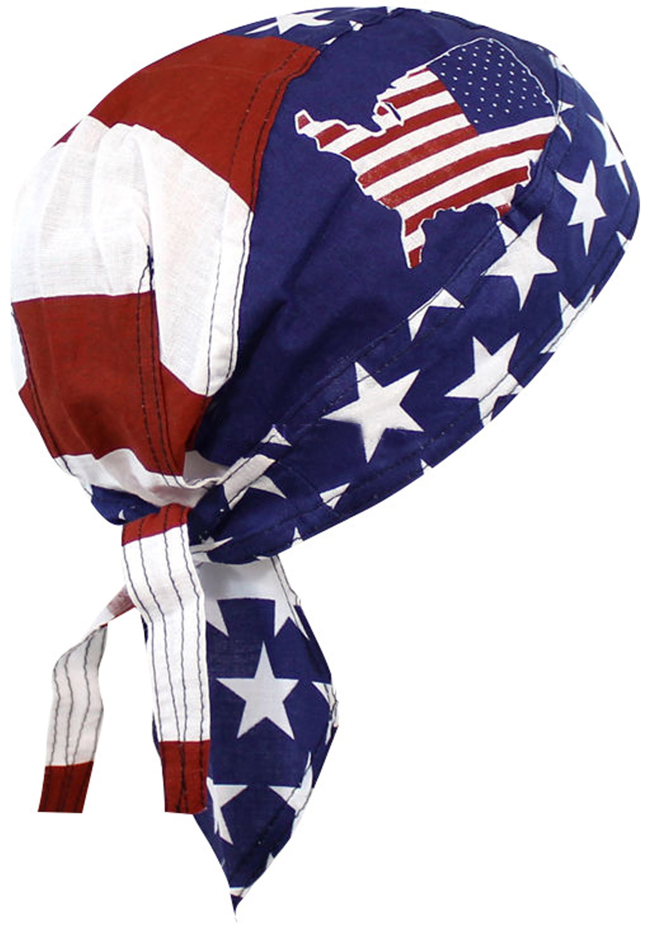 American Flag Headwrap Patriotic Doo Rag Red White and Blue (Amer