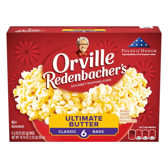 Orville Redenbacher’s Microwave Popcorn, Ultimate Butter Flavor, 3.29 oz., 6-Count
