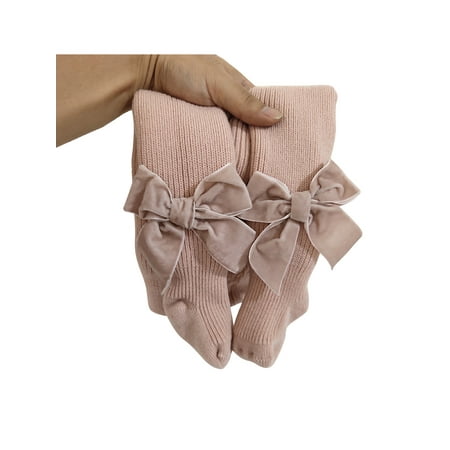 

Toddler Kids Pantyhose Casual High Waist Ribbed Leggings Pants Baby Girls Bowknot Fleece Warm Tights