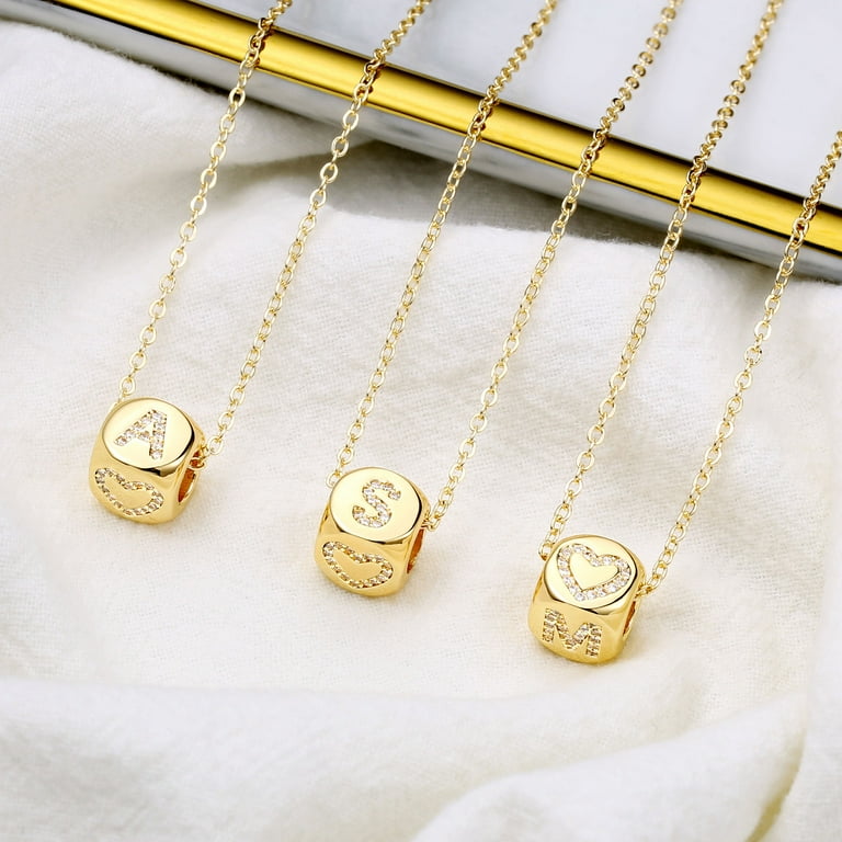 TINGN Dainty Letter Initial Necklaces for Women Girls Small Dice Pendant  Simple Cute Letter Necklaces