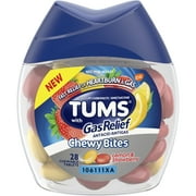 Angle View: 2 Pack Tums with Gas Relief Chewy Bites, Lemon & Strawberry, 28 Chewables Each