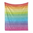thumbnail image 1 of Vintage Rainbow Soft Flannel Fleece Throw Blanket, Abstract Lines Colors Grunge Old Fashioned Stripes Graphic, Cozy Plush for Indoor and Outdoor Use, 70" x 90", Multicolor, by Ambesonne, 1 of 6