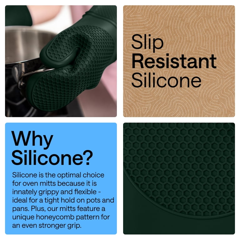 Gorilla Grip Silicone Oven Mitts, Waterproof and Soft Cotton