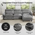 thumbnail image 6 of Howcool 113" Modular Sectional Sofa , 3 Seater L-Shaped Cloud Couch with Movable Ottoman, USB Charging Ports & Side Pockets, Sectional couchs for Living Room,Chenille Fabric,Grey, 6 of 7