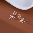 thumbnail image 5 of Faty-T Solid 925 Sterling Silver Bow Drop Hoop Earrings for Women Teens Bowknot Hoop Earrings Huggie Ribbon Earrings, 5 of 15