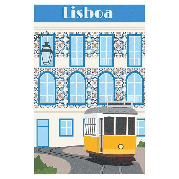 EzPosterPrints - Retro World Famous City Posters - Decorative, Vintage, Retro, Grunge Travel Poster Printing - Wall Art Print for Home Office - LISBOA, PORTUGAL - 12X18 inches