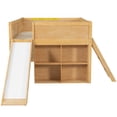 thumbnail image 6 of Harper & Bright Designs Full Size Low Loft Bed with Slide and Storage Shelves, Playhouse Wooden Low Loft Bed Frame with Door and Window, Natural, 6 of 13