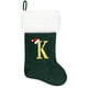 thumbnail image 1 of Eoocan Medias navideñas con monograma de 20 pulgadas, terciopelo verde con puño de felpa súper suave blanco, medias navideñas bordadas, decoración clásica personalizada para decoración de temporada na, 1 of 1