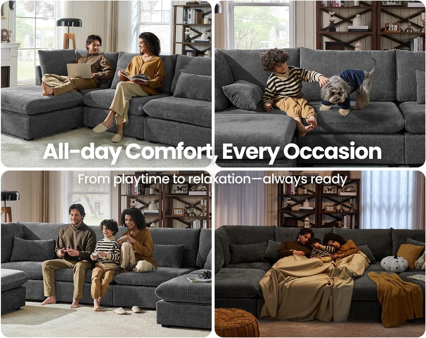 CHIC HOUSE Corduroy Modular Ottoman,Chenille Fabric Single Module for Oversized Sectional Couch,Custom Sofa Layout for Living Room