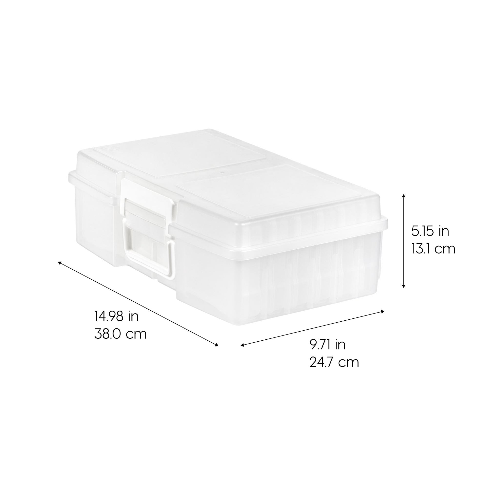 IRIS 4" x 6" Photo Card Craft Keeper Storage Boxes with Handle and 12 cases, Clear