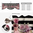 thumbnail image 6 of Pink Rose Tie Up Valance Curtains for Windows, Kitchen Curtains Window Treatments, Books Cake Wine Black Beige Striped Short Window Shades Valances for Bedroom Bathroom Cafe 42"x12", 6 of 8