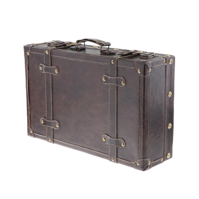 1 maleta retro de madera de Leatner, ideal como regalo para bodas, decoración y accesorios de fotografía. marron oscuro