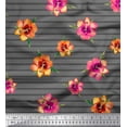 thumbnail image 1 of Soimoi Gray Cotton Duck Fabric Stripe & Freesia Floral Print Sewing Fabric Yard 42 Inch Wide, 1 of 3