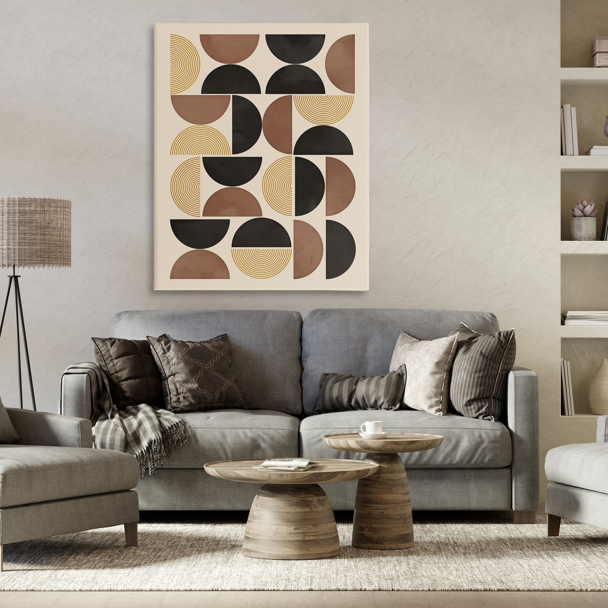 Stupell Industries Midcentury Geometric Shapes Abstract Painting Wrapped Canvas Art Print Wall Art, 36 x 48