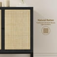 thumbnail image 6 of Brafabhome Sideboard Storage Cabinet with Rattan Decorated Doors, 6 Doors Buffet Cabinet with Storage Shelf for Living Room, Dining Room, Entryway, Kitchen | Black+Natural, 6 of 7