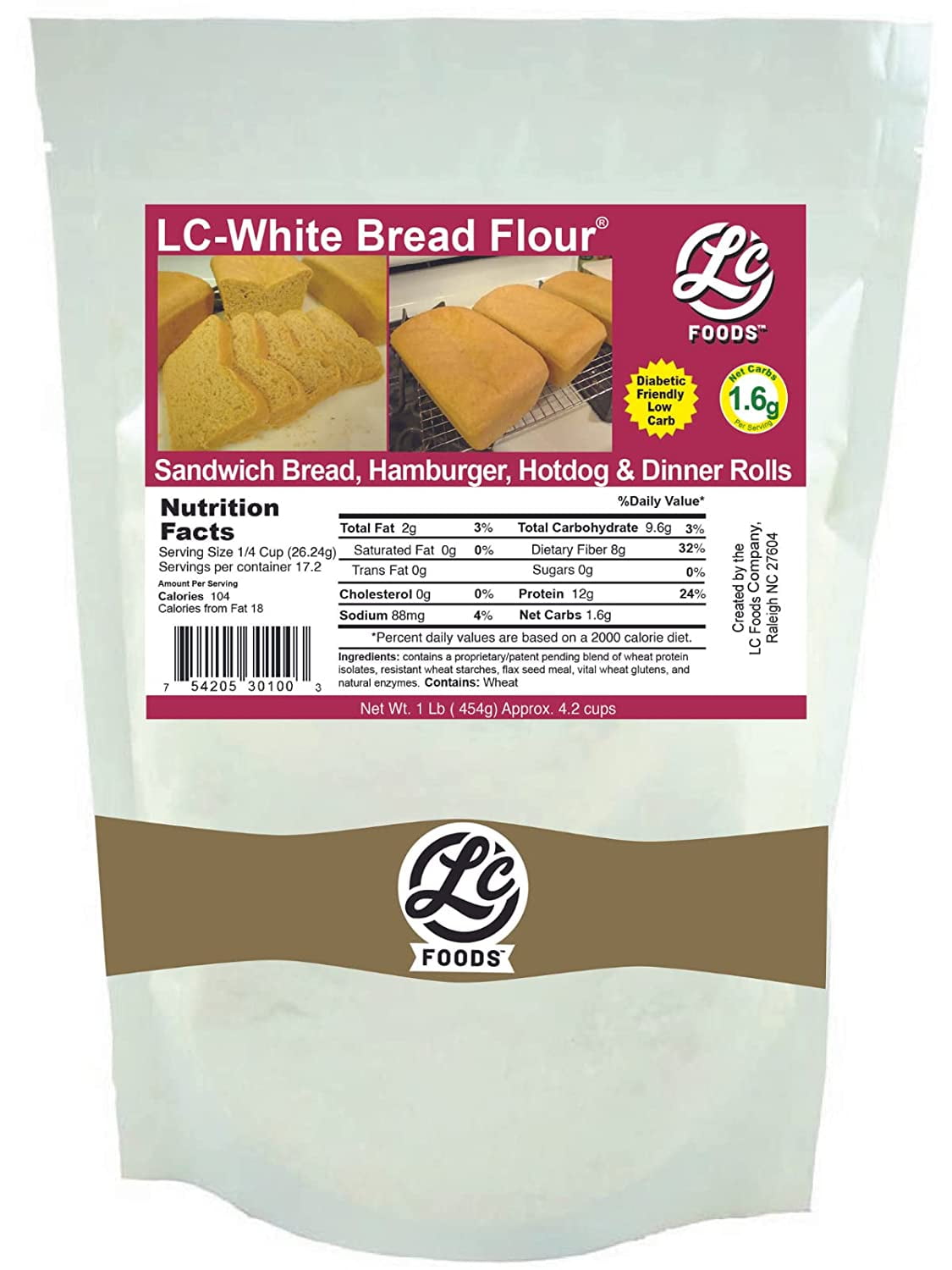Low Carb White Bread Flour | No Sugar | Diabetic Friendly | For Bread, Rolls & Other Baked Goods (16oz)
