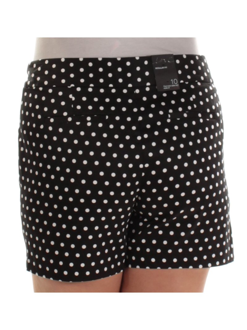 INC $49 Womens New 1400 Black White Polka Dot Flat Front Casual