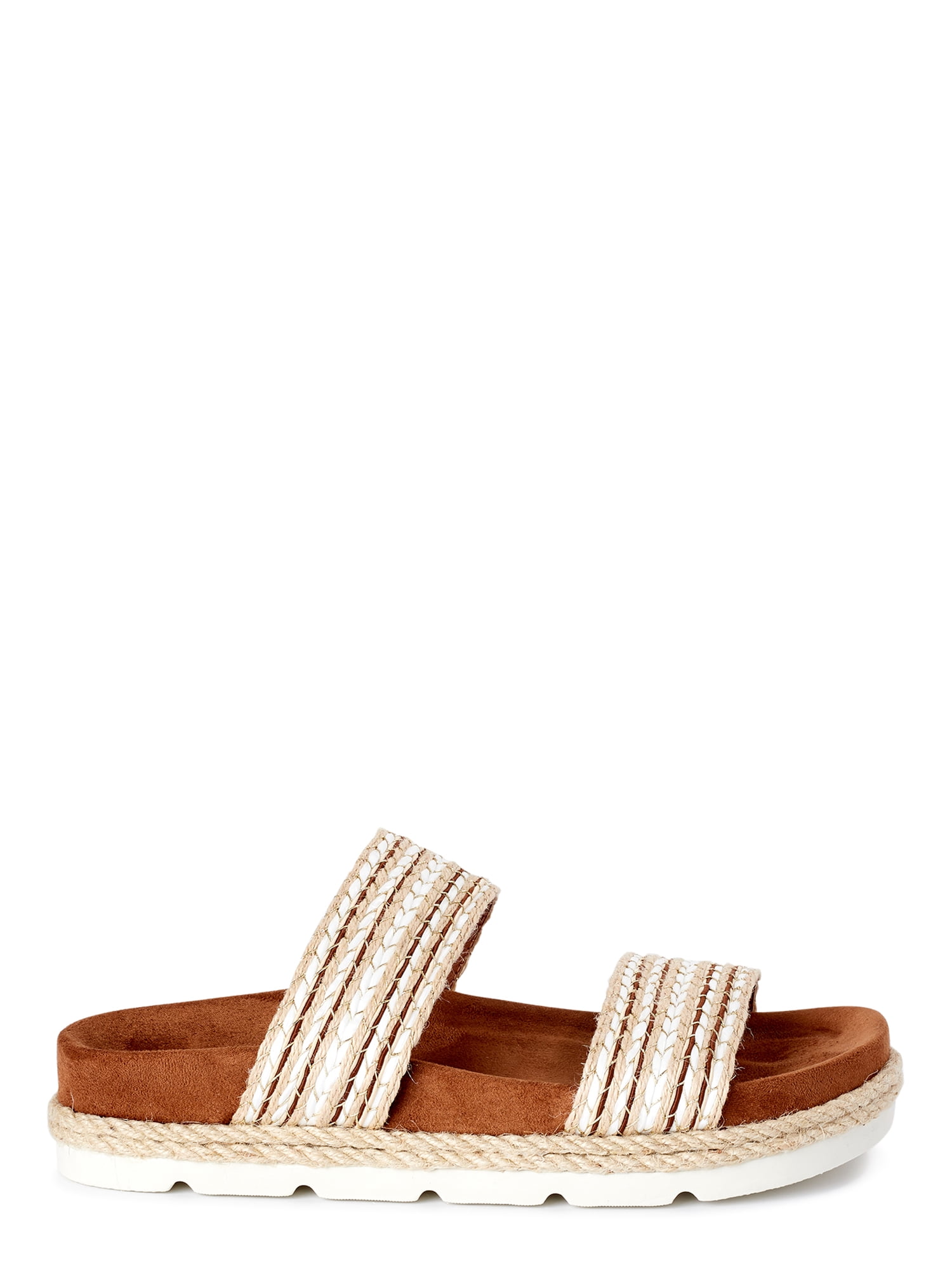 Time and Tru Women's Raffia Two-Band Slide Sandals