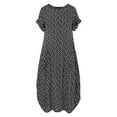 thumbnail image 3 of Fulijie Women Casual Polka Dot Print Short Sleeve Round Neck Maxi Dress Black, 3 of 4