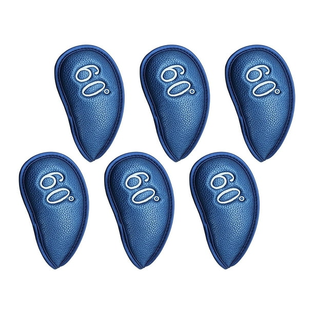 6 piezas Golf Iron Head Covers 60 degree Cuñas bordadas Cierre resistente al kusrkot Cubiertas de cabeza de hierro de golf