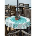 thumbnail image 3 of Outdoor Tablecloth with Umbrella Hole Zipper Coastal Turtle Round Tablecloth 54" Waterproof Outside Table Cloth Teal Green Ocean Boho Summer Beach Patio Table Cover Tablecloths for Picnic Party, 3 of 8