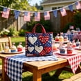 thumbnail image 3 of Fuebueo Patriotic Tote Bag for Women, 4th of July Quilted Shoulder Bag for Women, American Flag Heart Purse with Peace Sign, Large Capacity Travel Canvas Handbag, Perfect Gift, 3 of 7