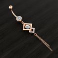 thumbnail image 3 of Navel Ring Rhinestone Square Stainless Steel Body Piercing Jewelry Belly Ring, 3 of 10