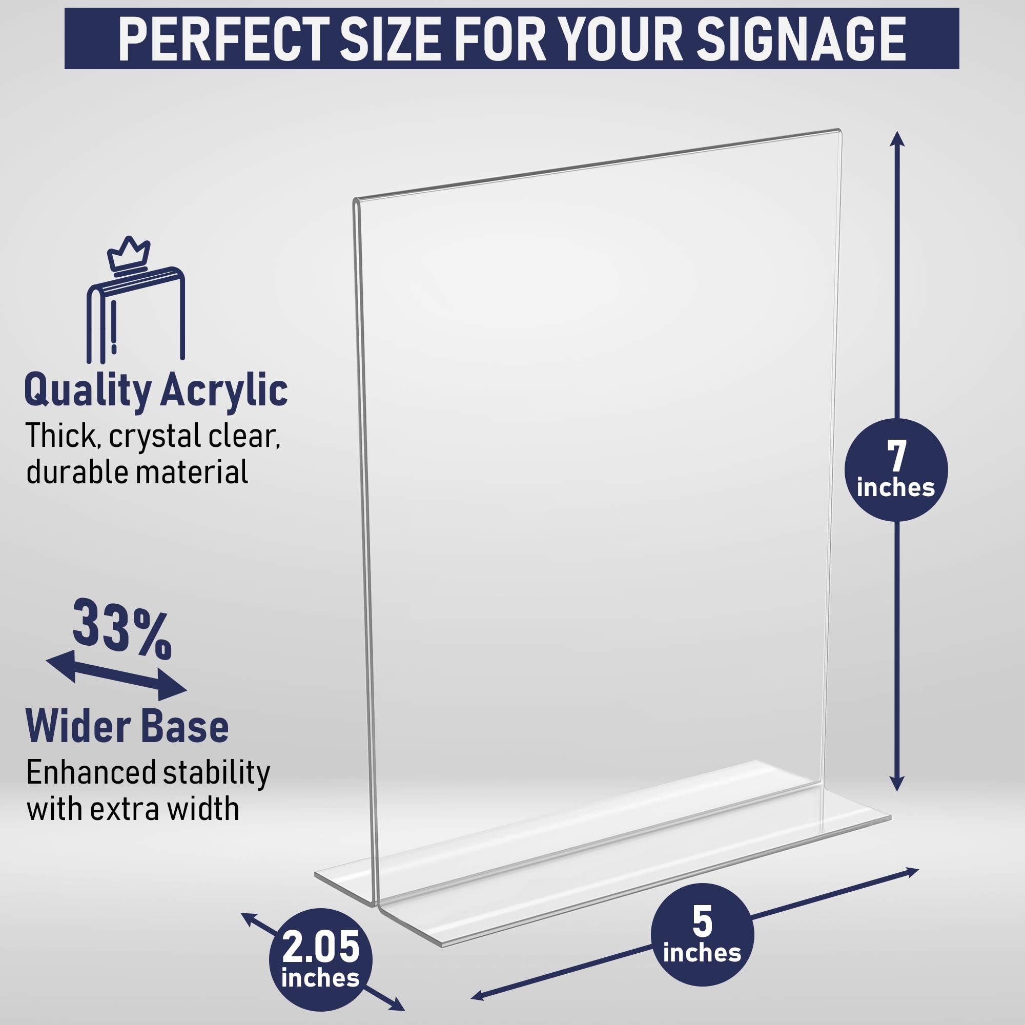 Double-Sided Picture Frame 5x7, 6-Pack Acrylic Clear Frames for Photos, Table Menu Stand, Portrait Ad Display, Bottom-Load Display, and Table Numbers for Weddings or Events