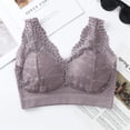 thumbnail image 6 of CALAFEBILA Womens Underwear Daily Purple No Wire Comfort Removable Pads Back Closure Full Cup Sexy Lace Sleep Bralette Brassiere,, 6 of 6