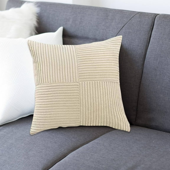 Solid Color Cushion Pillow Pillowcase Cozy Throw Pillow Minimalist Solid Pillow Handmade Decorative Pillows Durable Bedroom Pillow Multi-Use Couch Pillow Beige 17.74x17.74 Inch (1Pcs)