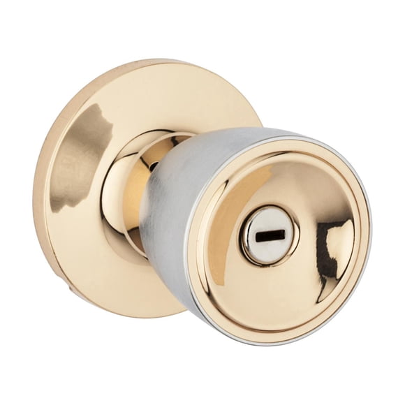 Weiser Beverly Privacy Knobs in Bright Brass/Satin Chrome