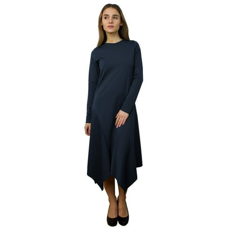 Collar Ponte Dress - Baby'O Women's Silky Ponte Modest Handkerchief Dress