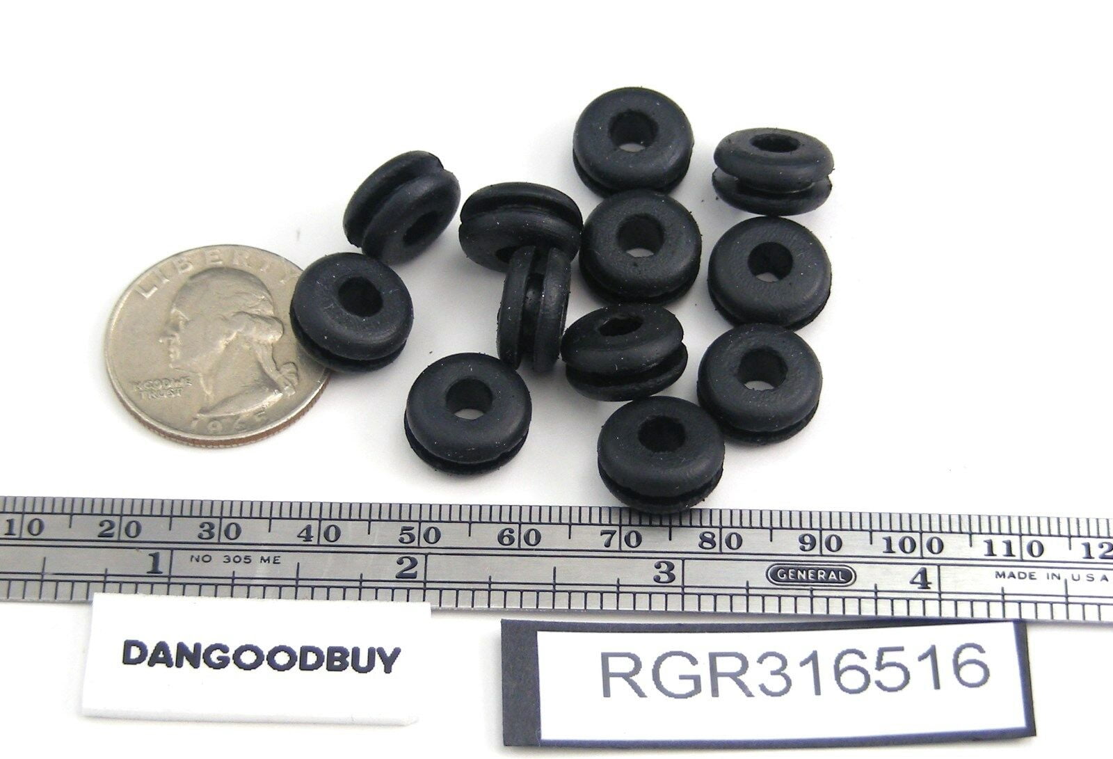 Dangoodbuy - Fits 5/16" Hole - 1/16" Panel Thickness - 3/16" Center Hole - 1/2" Outer Diameter - Overall Height 1/4" - Rubber Grommet (100)