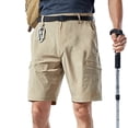thumbnail image 3 of IYTR Mens Athletic Shorts Cargo Shorts Zipper Button Straight Leg Shorts with Pocket Casual Hiking Shorts Sweatpants Outdoor Solid Color Summer Workout Shorts (Khaki,L), 3 of 4
