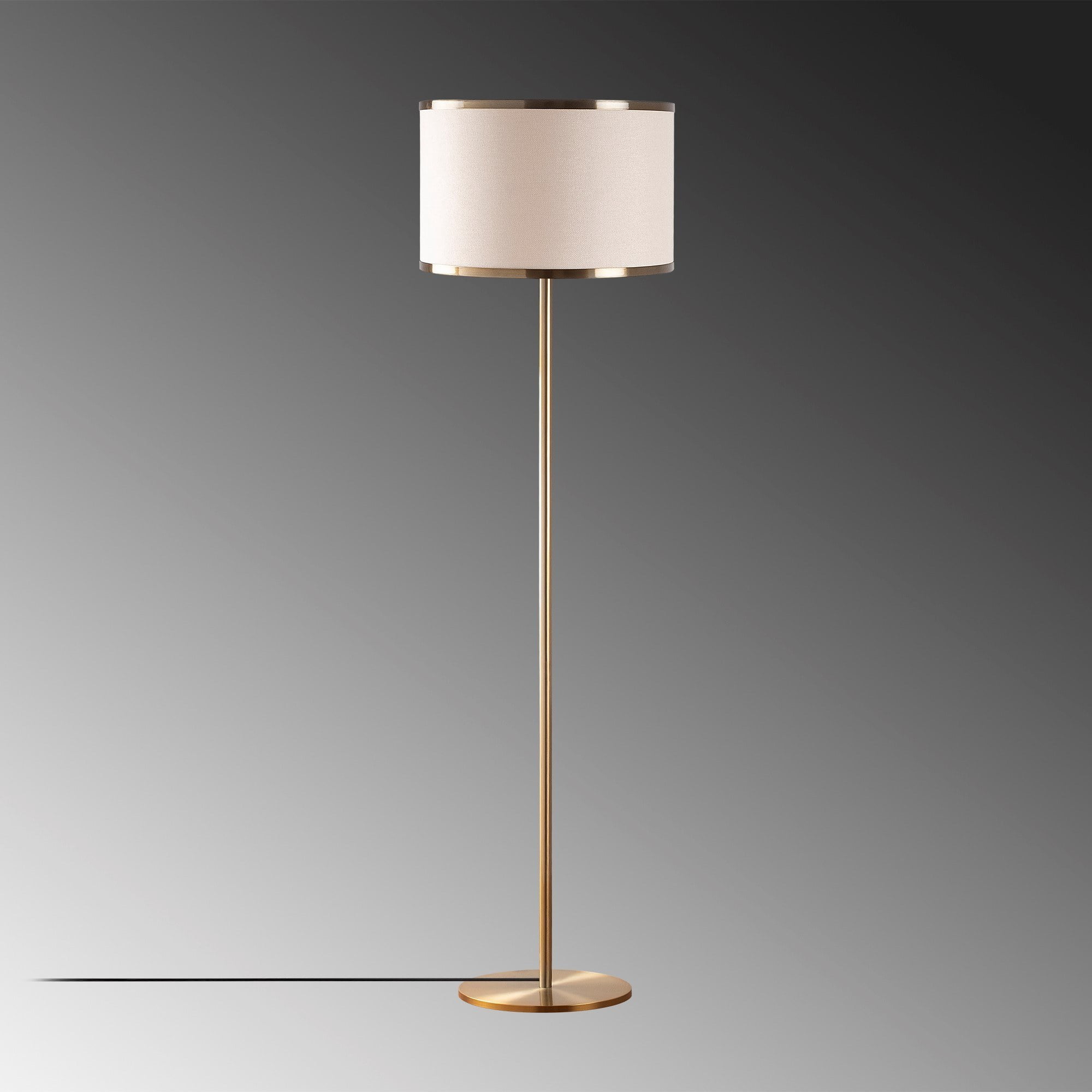 Vintage Floor Lamp with Metal Body, 15.7 x 15.7 x 61.4 inches | Glass Cap, 15.7-inch Cap Diameter, 11.8-inch Cap Height | On/Off Button on Cable, E27 Socket (Max 40W)