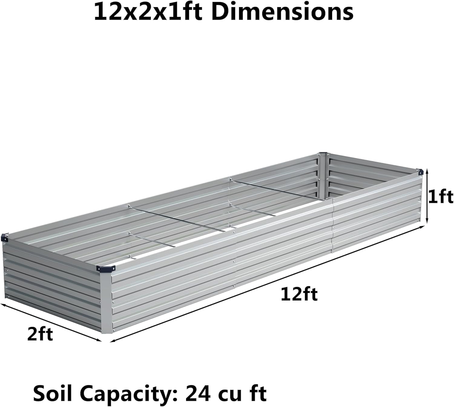 Galvanized Raised Garden Bed 10x2x1ft 2-Pack Outdoor Planter Box Metal Patio Kit for Vegetables Flowers Silver